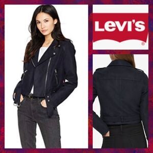 NWT MSRP $200 Levi's Faux Suede Moto Jacket Black Size Large